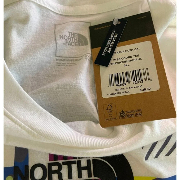 The North Face + 3XL Logo White BHM Coordinates Graphic Short Sleeve Crop Tee - Picture 6 of 6